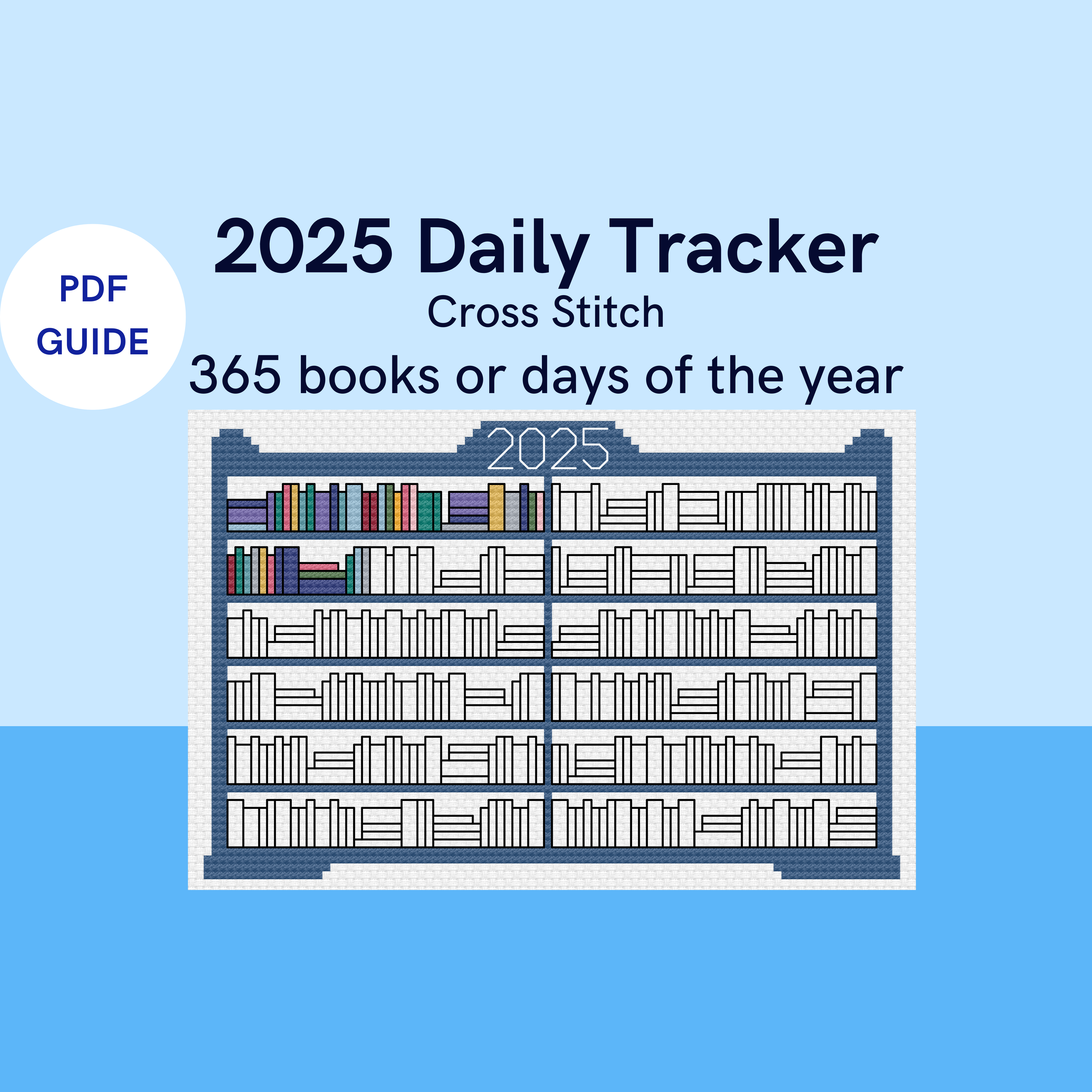 ブックGUIDE DES MEILLEURS 2025 2025 365 Books Reading Goal Tracker Cross Stitch PDF Guide - The